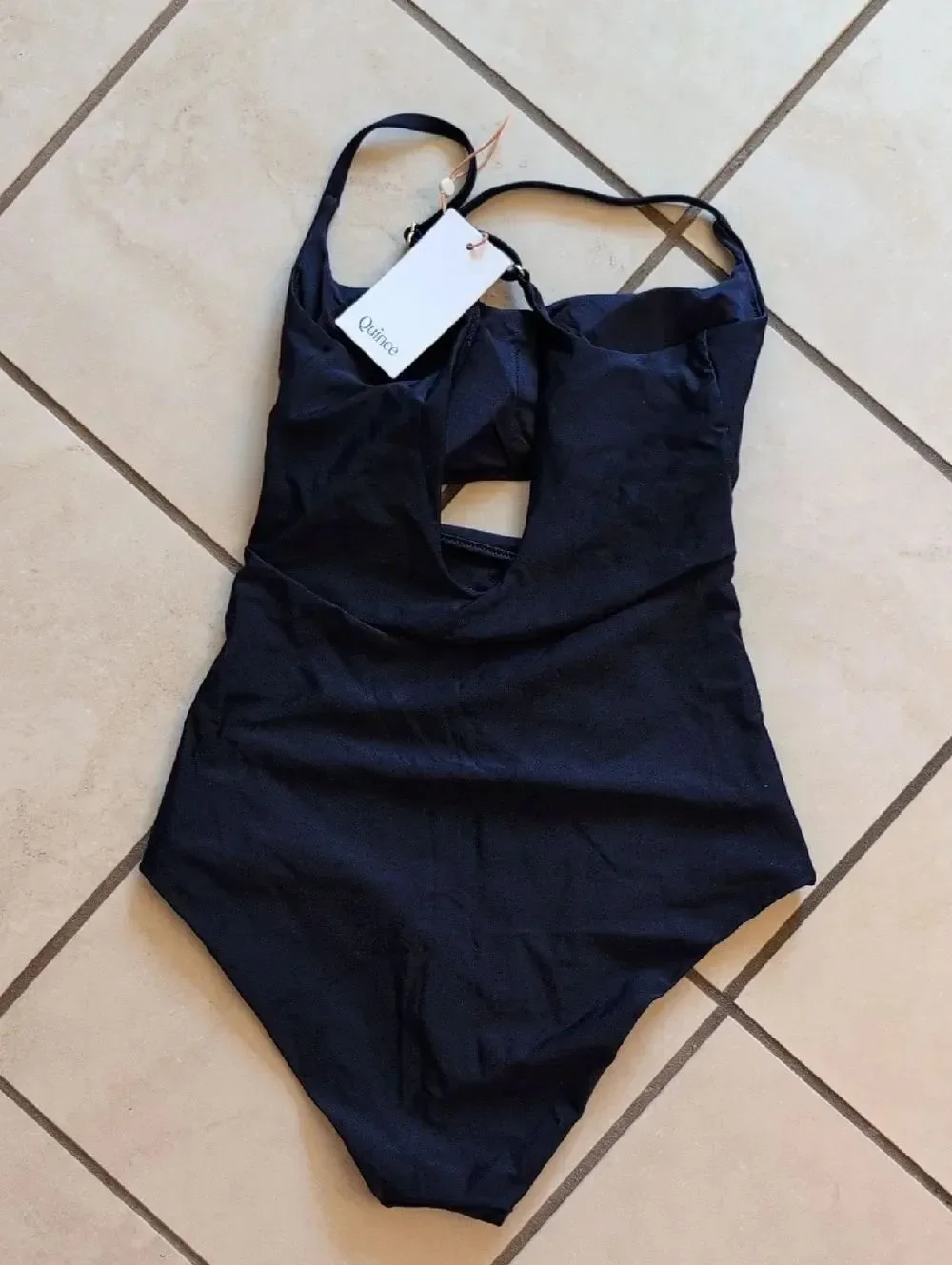 NWT Quince Italian Cutout One-Piece Swimsuit Deep Navy Blue Size M